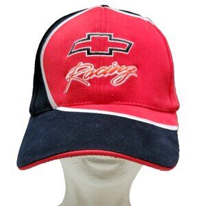 Chevrolet Racing Stretch Hat Black Red Logo Nascar Flame Cap Size S/M Nu Fit